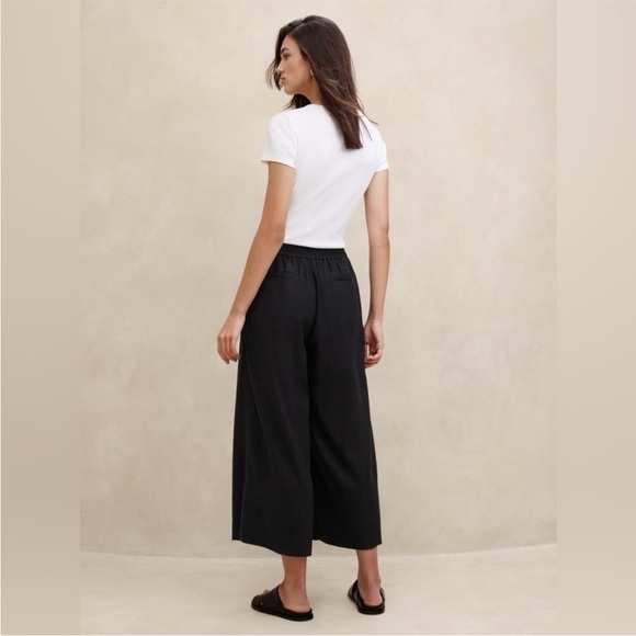 NWT! Banana Republic Black Linen-Blend Easy Wide-Leg Crop Pant - Multiple🔹 - Picture 3 of 6